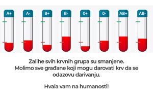 Nedostaje krvi svih grupa, liječnici pozivaju građane na darivanje krvi!