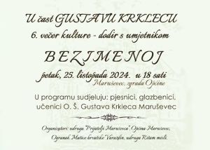 Večer kulture – Bezimenoj ovog petka 25. listopada od 18 sati!